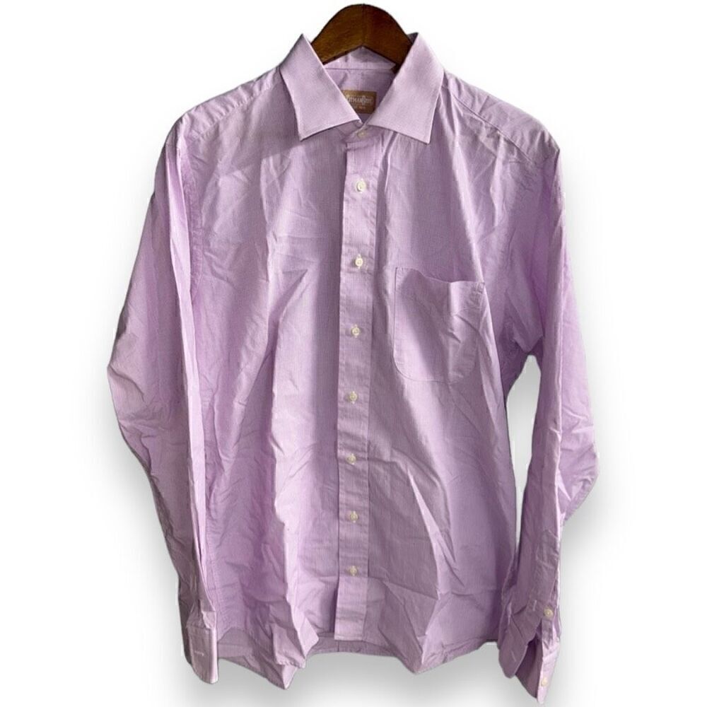 Purple Gitman Brothers Made in USA Dress Shirt Size L 16.5